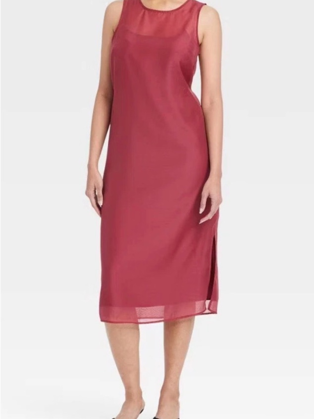 Women Sheer Organza Midi Shift Dress - A New Day size XXL
